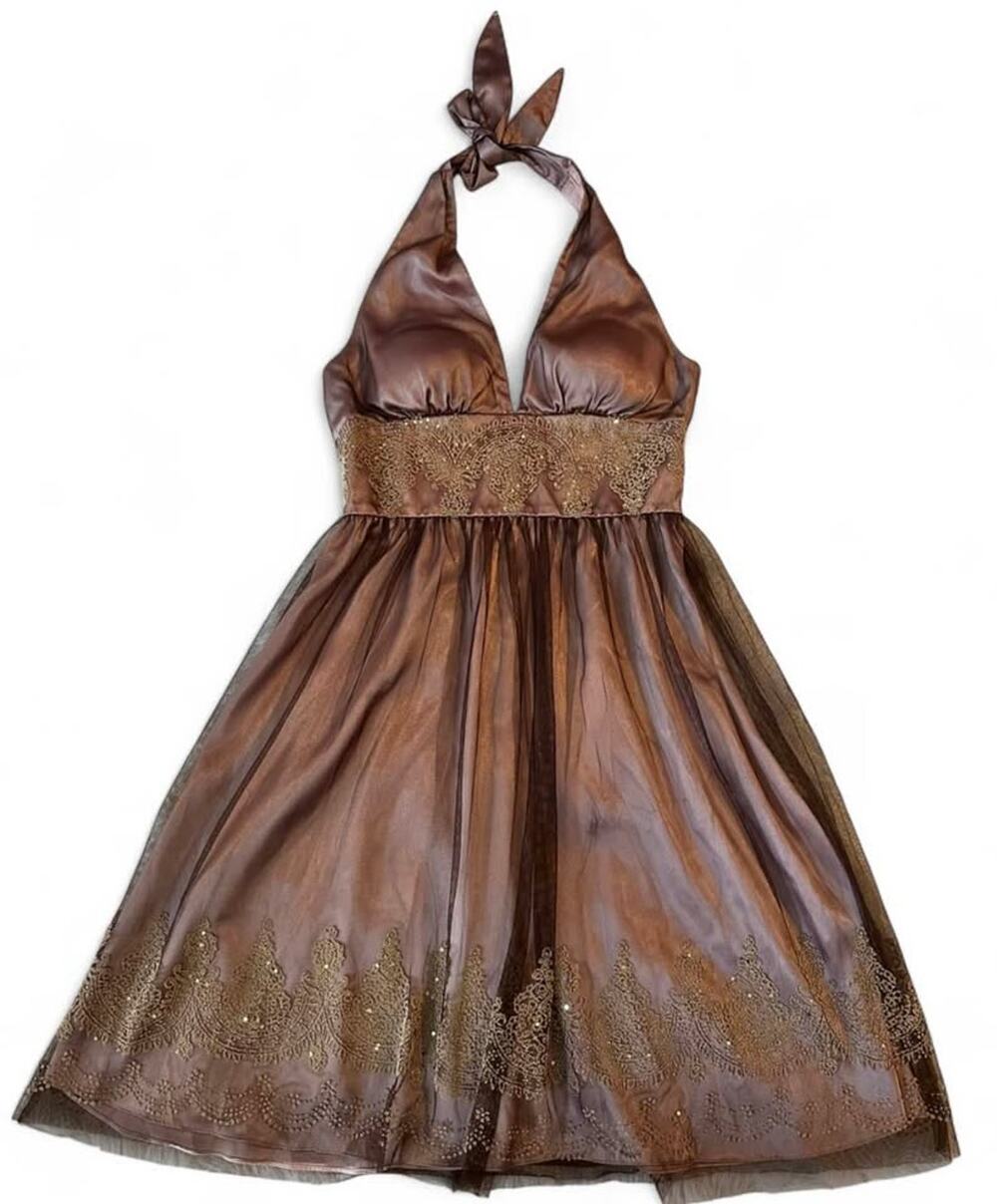 Adrianna Papell Boutique Brown Halter Dress Size 8